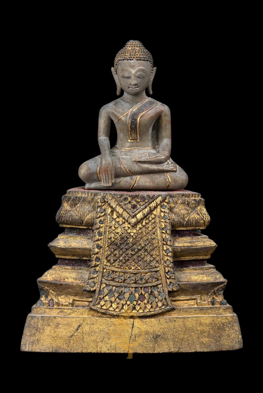 พระบูชา(หินเเกะ) ปางมารวิชัย ศิลปะอยุธยา